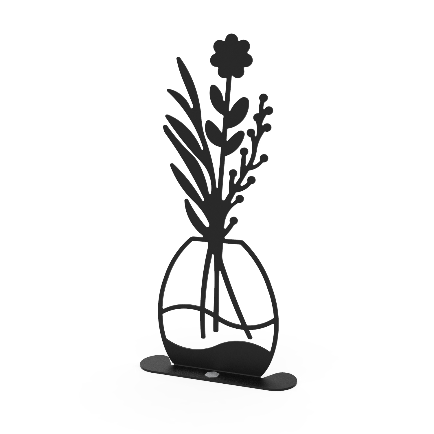 Dekorationsfigur Blumenvase aus Metall, 30 cm, schwarz