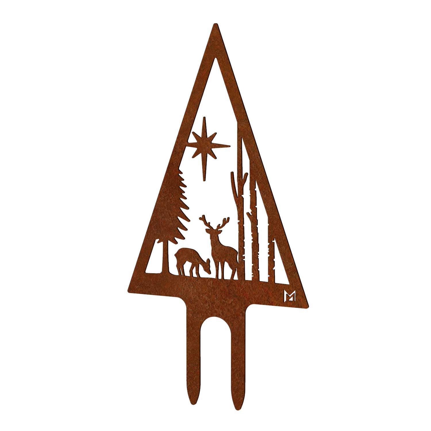 Gartenstecker Waldszene aus Cortenstahl, 18 x 35 cm, steckbar