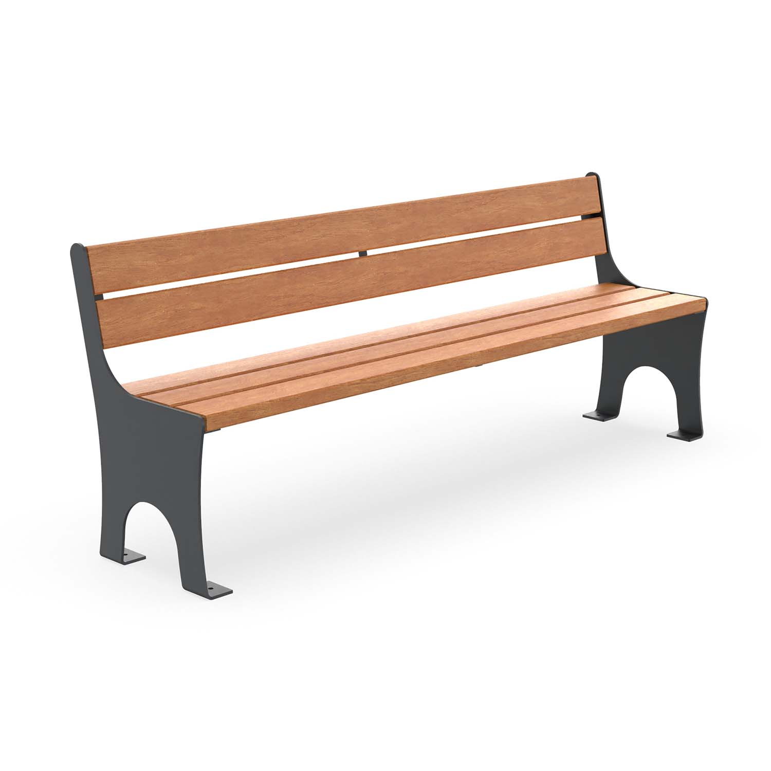 Gartenbank CERANA aus Flachstahl, Sitz und Rückenlehne aus Holz, verzinkt und farbbeschichtet, 4-Sitzer