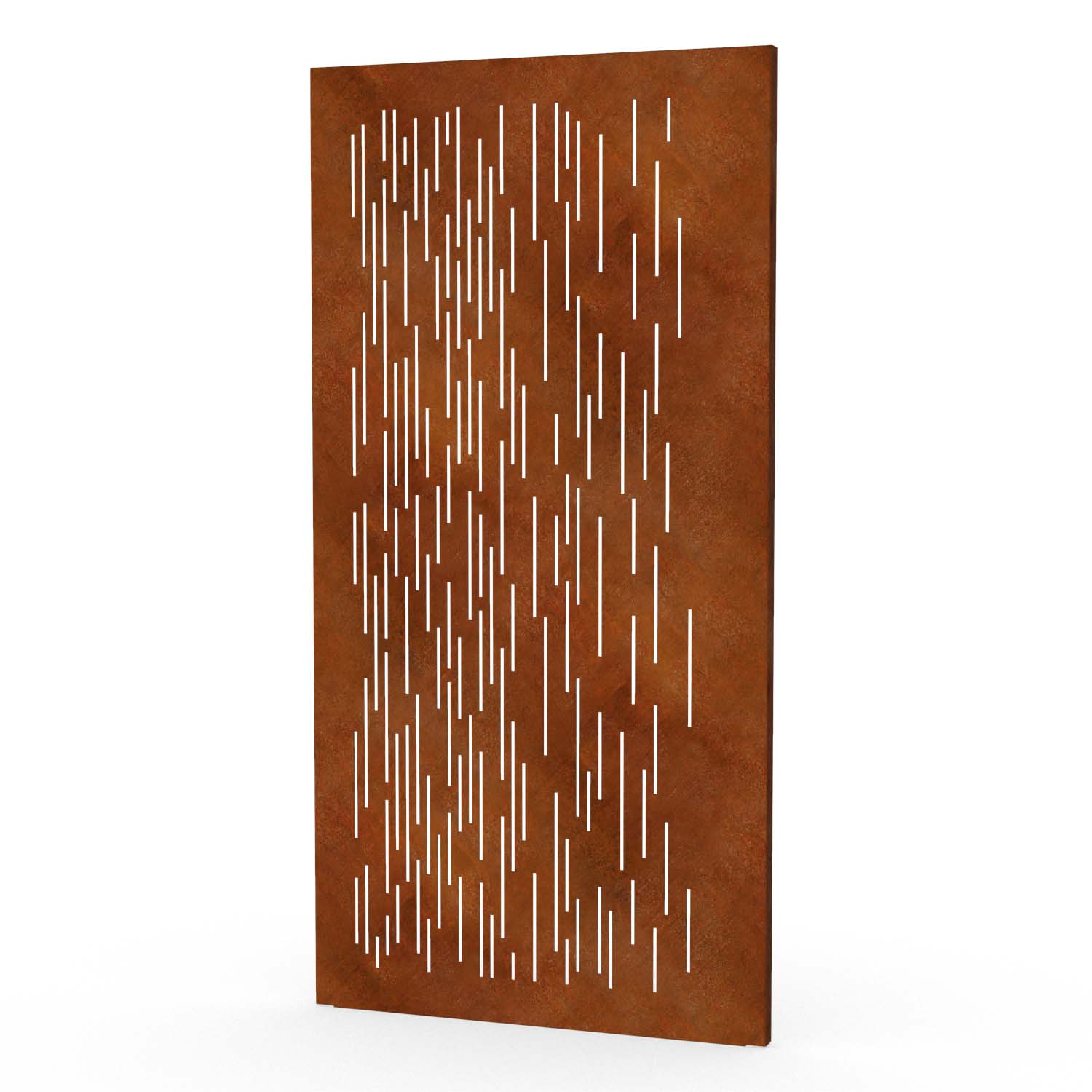 Sichtschutzwand aus Cortenstahl, Motiv Linien 4X, 1050 x 2100 x 2 mm, 50 mm gekantet