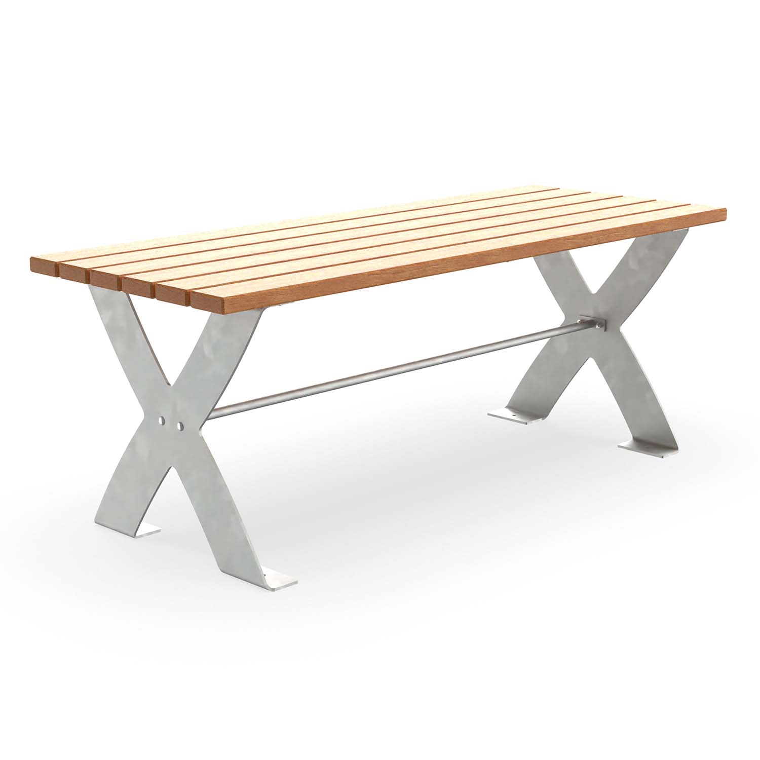 Outdoor-Tisch für Gartenbank CERANA, Flachstahl, Tischfläche aus Holz, verzinkt